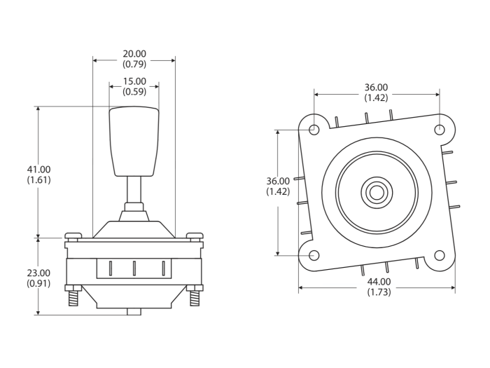 Joystick 4-vägs 30V 4A skruvfäste @ electrokit (4 av 4)