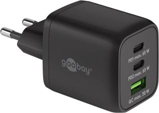 USB-C PD multiport GaN laddare 65W svart @ electrokit