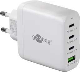 USB-C PD multiport GaN laddare 68W vit @ electrokit