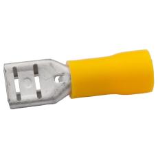 Flatstifthylsa 6.3x0.8mm gul @ electrokit