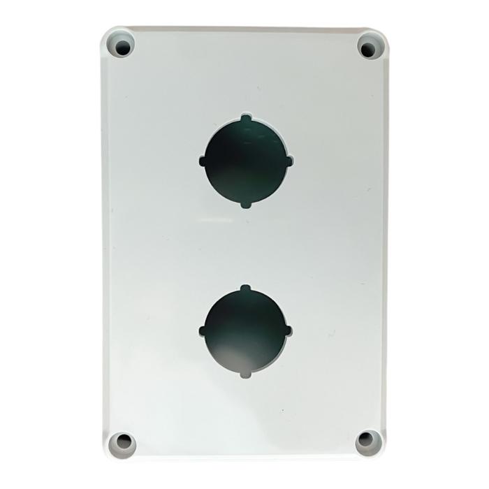 Tryckknappslåda 2x ø22mm 118x78x55mm ljusgrå IP65 @ electrokit (3 av 3)