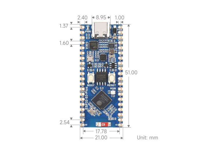 ESP32-S3 utvecklingskort - Pico-kompatibel @ electrokit (6 av 7)