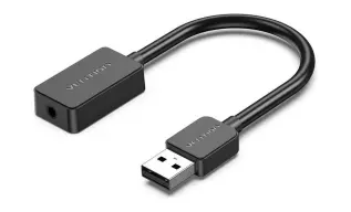 Ljudkort USB-A till 4-pin 3.5mm stereo - audio + mikrofon @ electrokit