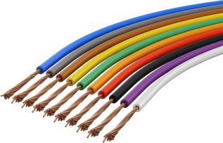 Hook-up wire, multi core - 10m x 10 colors @ electrokit