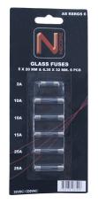 Glass fuse assortment RGS AGC 6 pcs @ electrokit