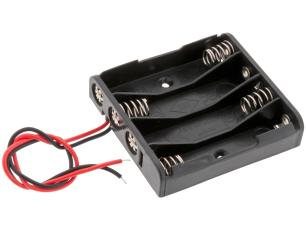 Batterihållare 4x AAA kabelanslutning @ electrokit