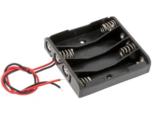 Batterihållare 4x AAA kabelanslutning @ electrokit