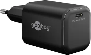 USB-C PD GaN charger 65W black @ electrokit