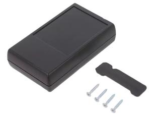 Apparatlåda 110x66x27mm med batterifack svart @ electrokit