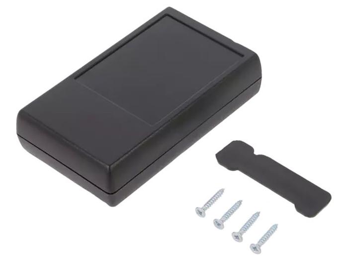 Apparatlåda 110x66x27mm med batterifack svart @ electrokit (1 av 1)
