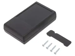 Apparatlåda 110x66x27mm med batterifack svart @ electrokit