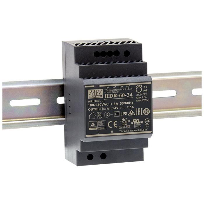 Switchat nätaggregat 5V 6.5A 32.5W DIN-skena HDR-60-5 @ electrokit (1 av 1)