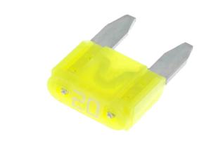 Blade fuse 20A 32VDC - MINI ATM yellow @ electrokit