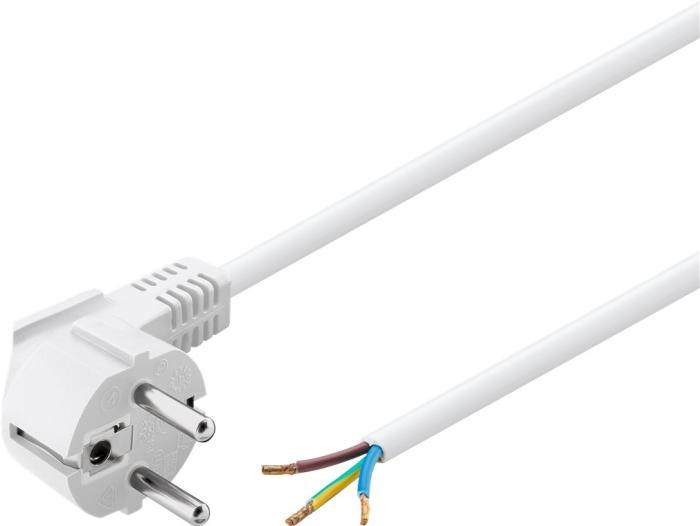 Sladdställ jordad CEE7/7 vinklad till open end 1.5m vit @ electrokit (1 av 2)