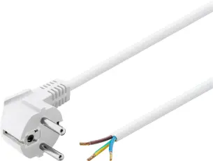 Sladdställ jordad CEE7/7 vinklad till open end 1.5m vit @ electrokit