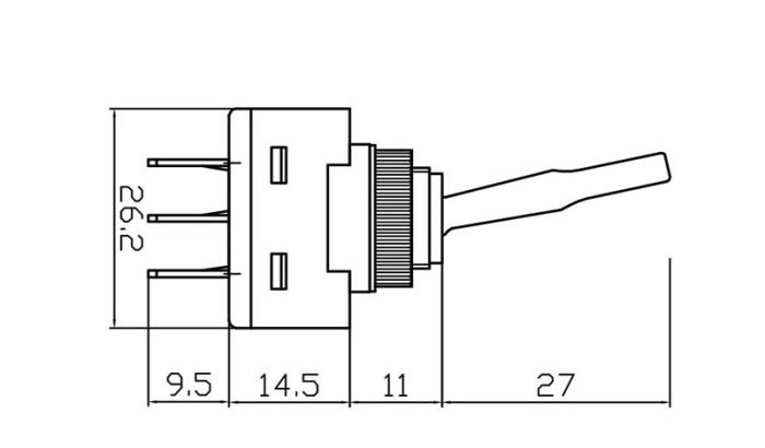 Vippströmställare lång arm, med orange lampa on-off 12V @ electrokit (2 av 3)