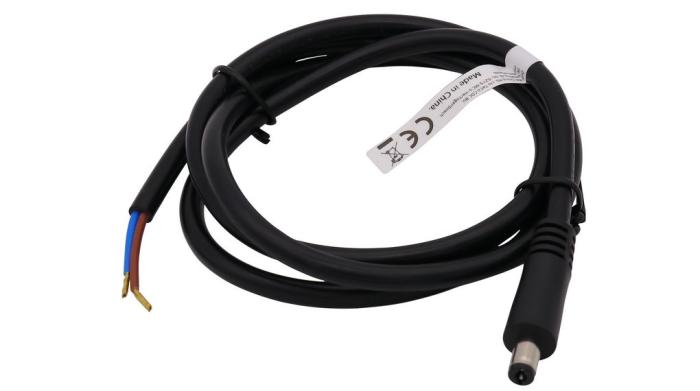 DC cable 2.1/5.5mm male to open end 0.3m black @ electrokit (1 of 1)