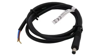 DC-kabel 2.1/5.5mm hane till open end 0.3m svart @ electrokit