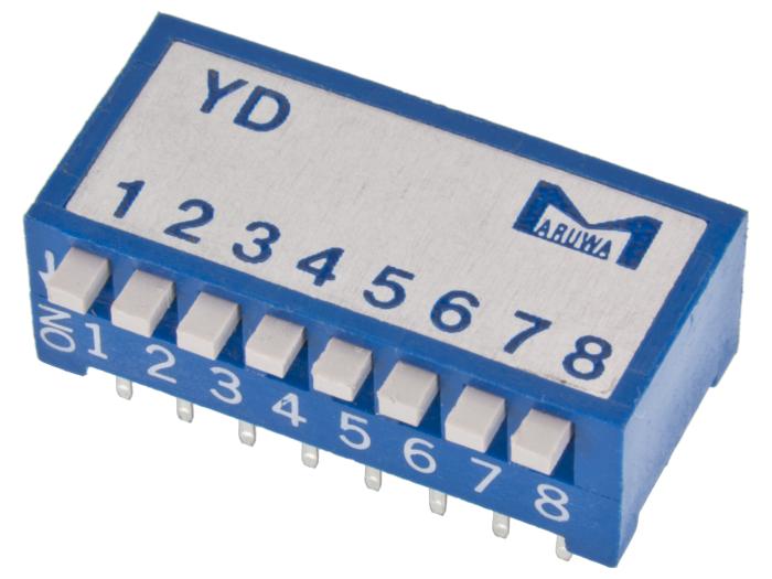 DIP switch 8-pol vinklad numrerad (restparti) @ electrokit (1 av 2)