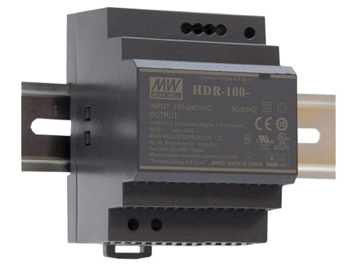 Switchat nätaggregat 12V 7.1A 85.2W DIN-skena HDR-100-12 @ electrokit (1 av 1)
