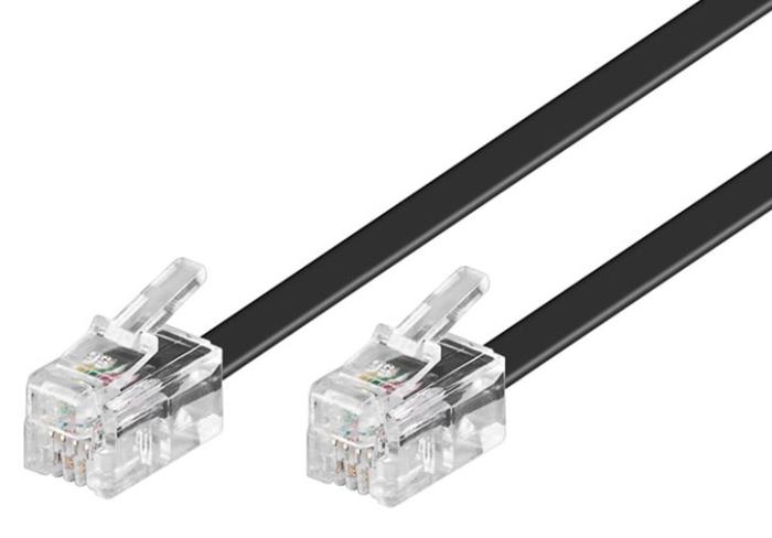 RJ10 modular signal- och telekabel 1m svart @ electrokit (1 av 1)