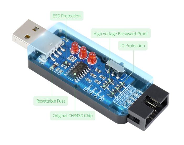 USB-A till UART adapter (TTL) 3.3/5V 8-pin med flödeskontroll 6Mbps @ electrokit (5 av 6)