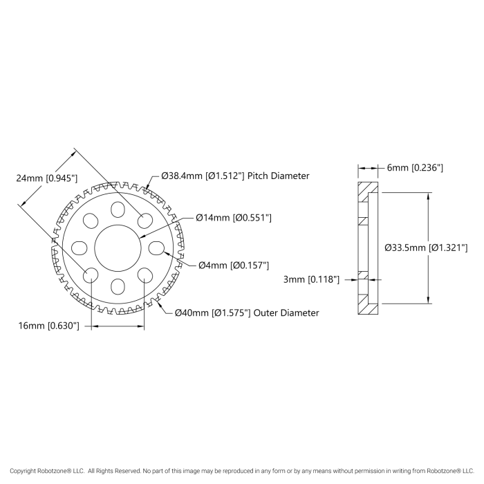 Kugghjul MOD 0.8 48T ø14mm @ electrokit (2 av 2)