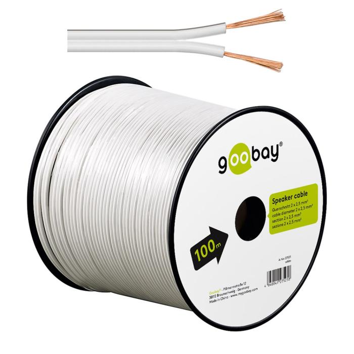 Kabel 2x2.5mm² CCA vit 100m @ electrokit (1 av 1)