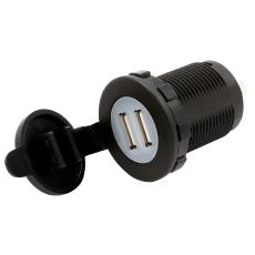 Flush mounted charging socket 2x USB-A 2.1A 12-24V cover @ electrokit