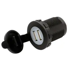Flush mounted charging socket 2x USB-A 2.1A 12-24V cover @ electrokit