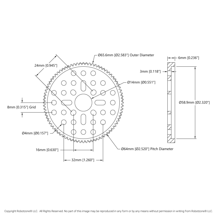 Kugghjul MOD 0.8 80T ø14mm @ electrokit (2 av 2)