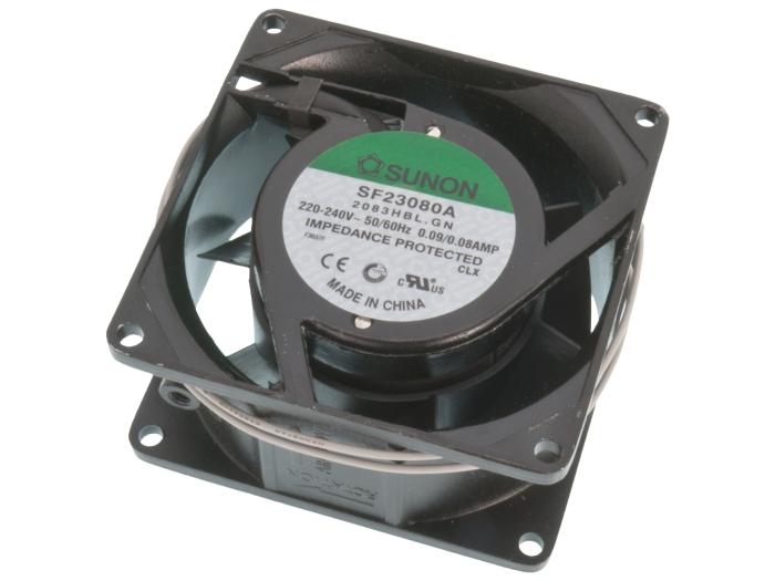 Fläkt 80x80x38mm 230VAC 70mA 2500rpm kullager @ electrokit (2 av 3)