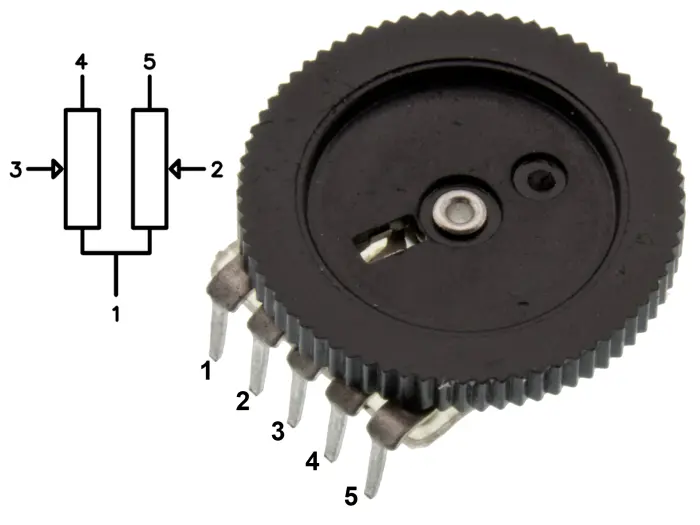Tumhjulspotentiometer stereo 10kohm lin PCB @ electrokit (3 av 3)