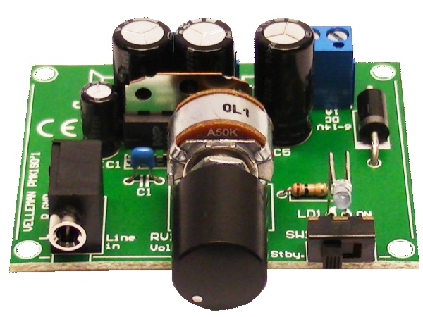 Amplifier stereo 2x5W for MP3 player @ electrokit