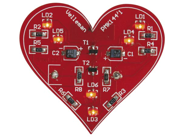 Blinkande hjärta 6 LED ytmonterad