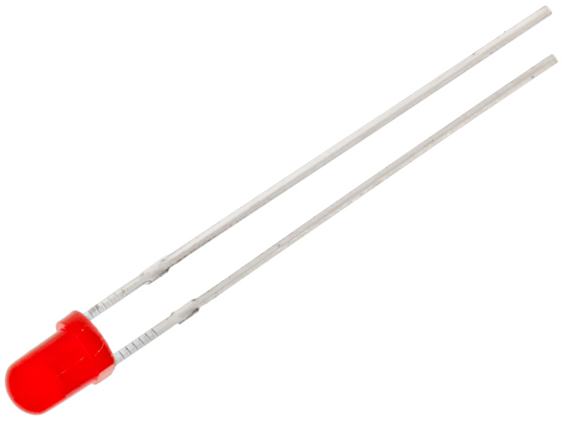 LED 3mm red diffuse 1300mcd @ electrokit