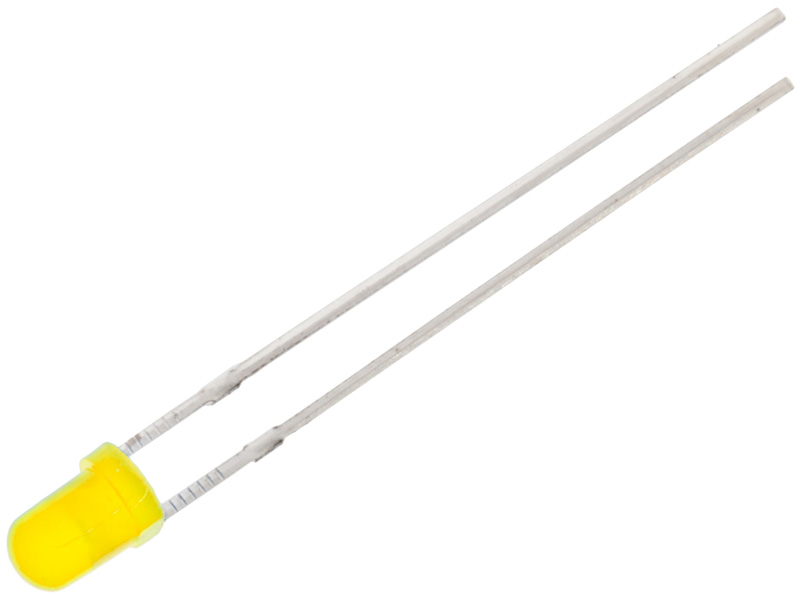 LED 3mm yellow diffuse 1300mcd @ electrokit