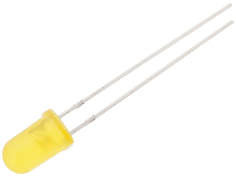 LED 5mm yellow diffuse 1500mcd @ electrokit