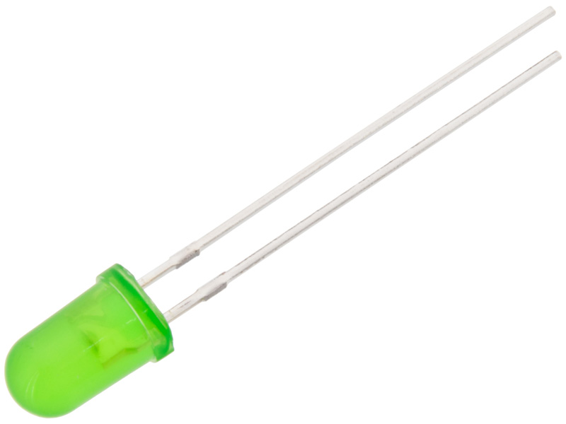 LED 5mm green with resistor for 5V @ electrokit