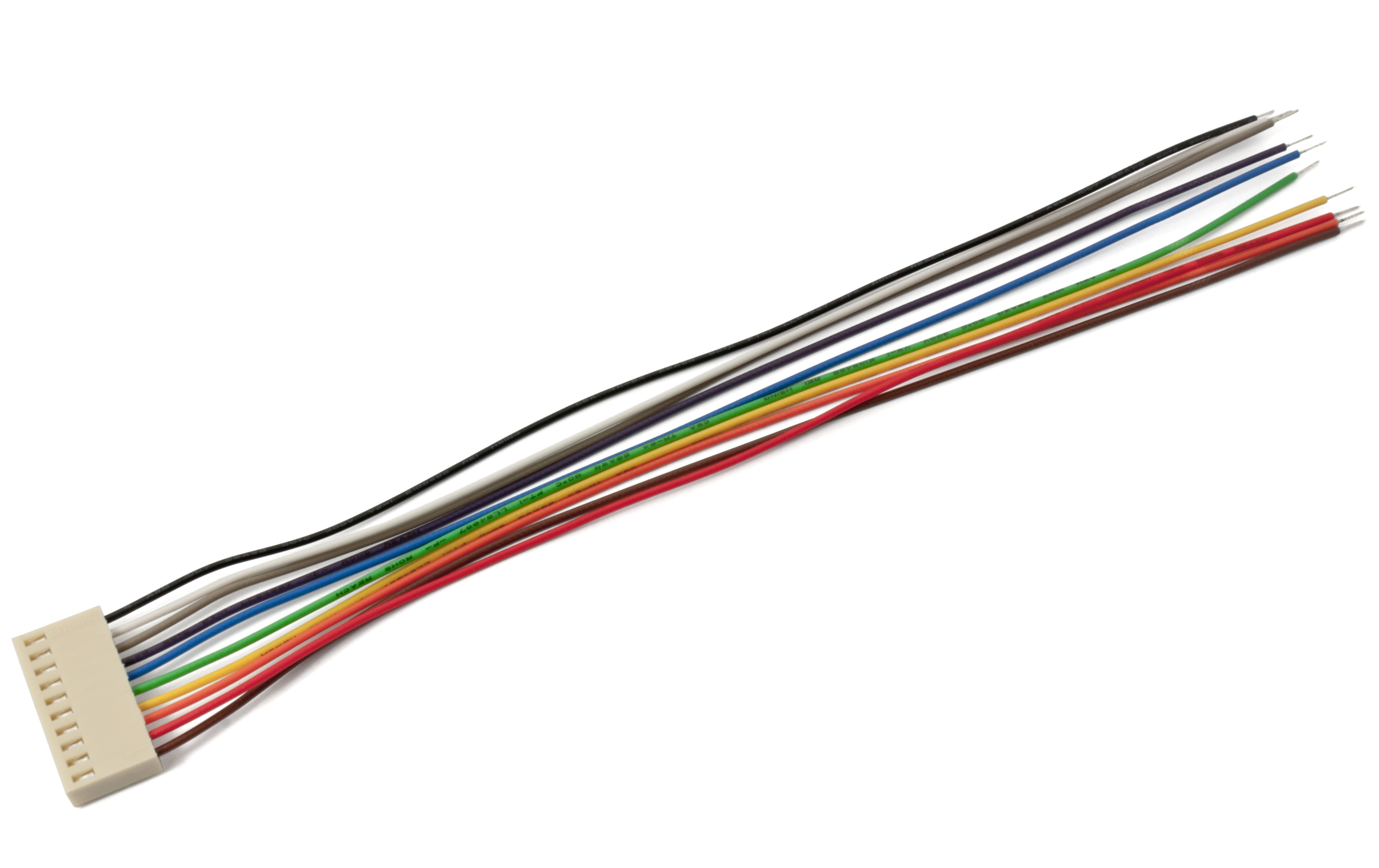Kontakthus 2.54mm 2510-10Y med kabel 10-pol 20cm