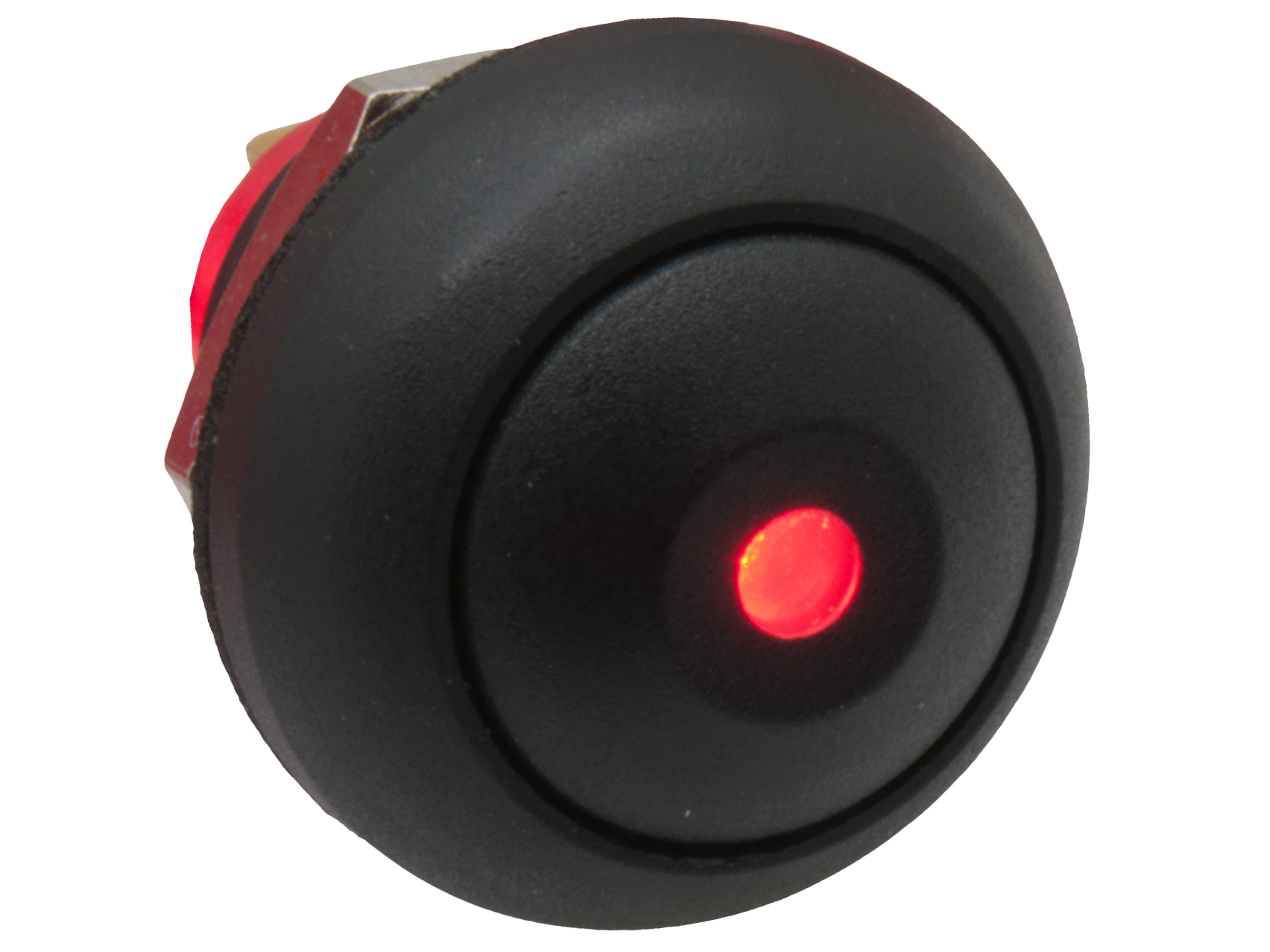 R1396R tryckströmbrytare off-(on) med röd lysdiod @ electrokit
