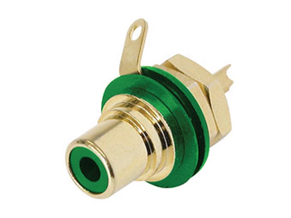 RCA jack REAN gold green @ electrokit