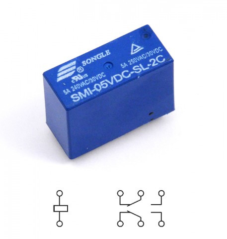 Relay SMI-05VDC-SL-2C 2-pole switching 5V @ electrokit