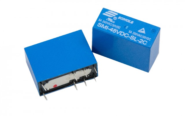 Relay SMI-48VDC-SL-2C 2-pole switching 48V @ electrokit