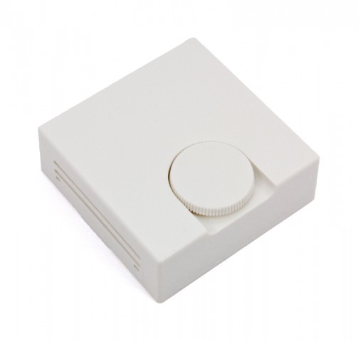 Thermostat box with knob white 71x71x25mm @ electrokit