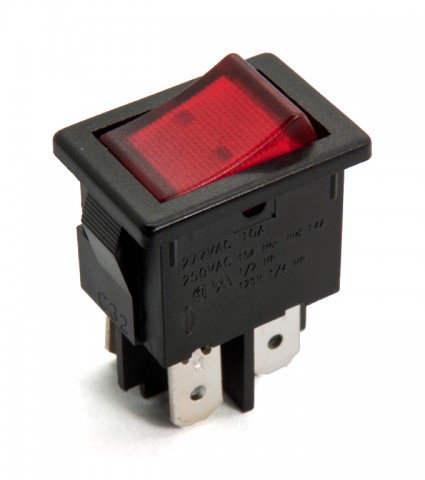 Rocker switch 2-pole on-off red @ electrokit