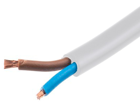Kabel SKX 2x0.75mm2 300V vit /m @ electrokit