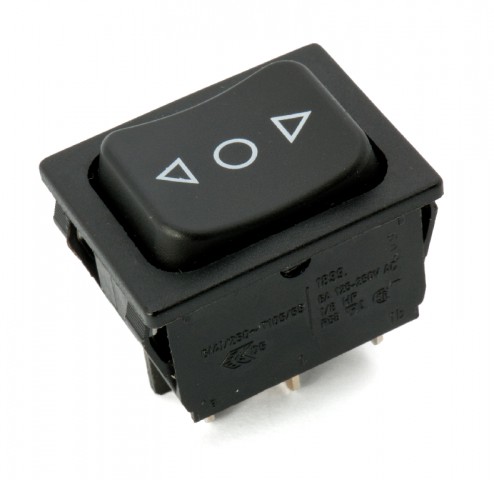 Rocker switch black 2-pole (on)-off-(on) @ electrokit