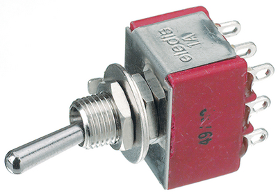 Toggle switch 3-p on-off-on solder lugs @ electrokit