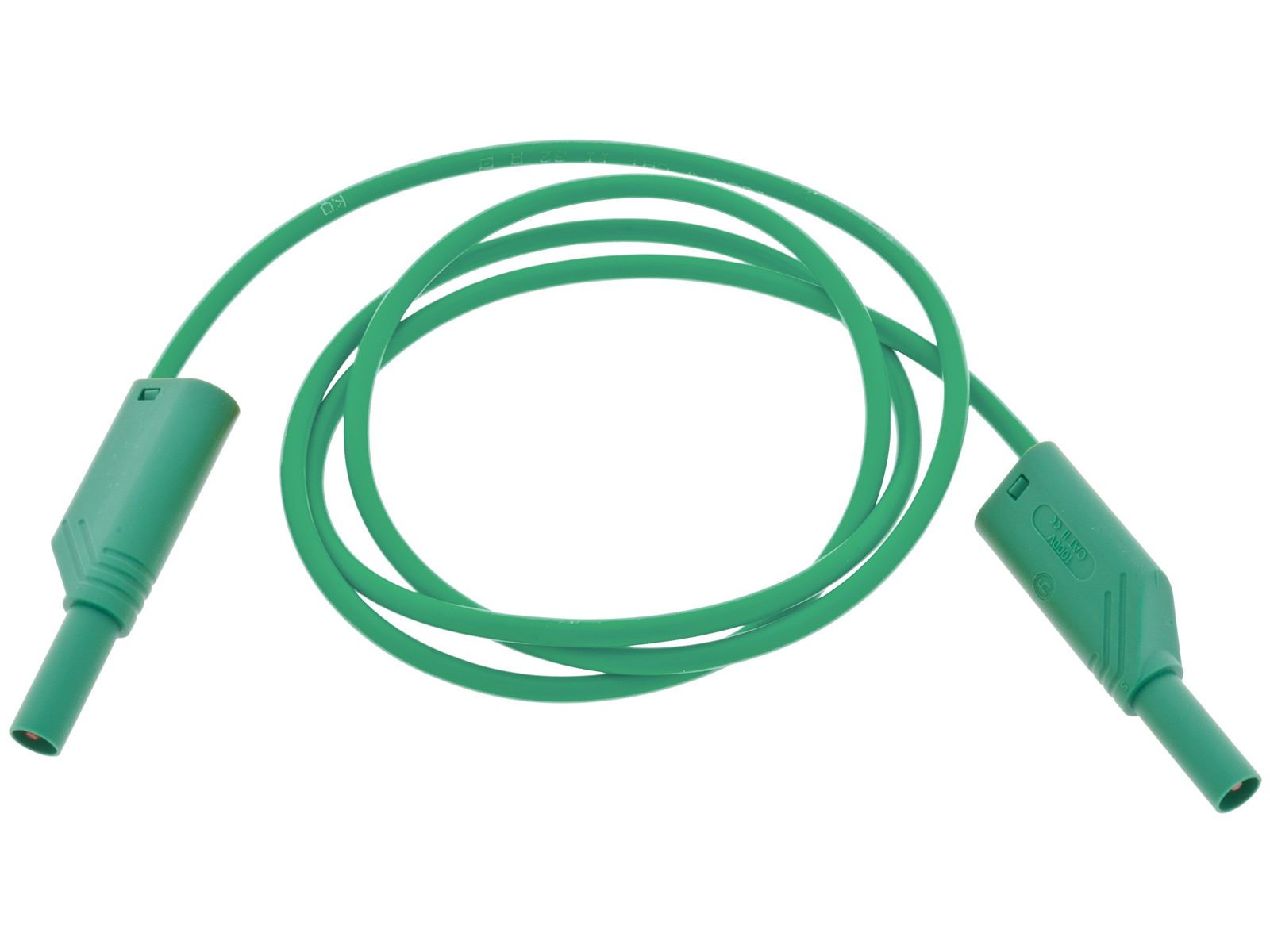 Säkerhetslaboratoriekabel ø4mm 2.5mm2 stackbar 1m grön @ electrokit